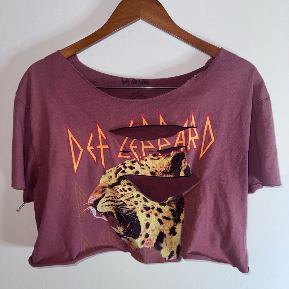 Cut up deconstructed Def Leppard T-shirt